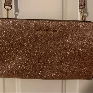 Pink glitter Michael Kors crossbody bag